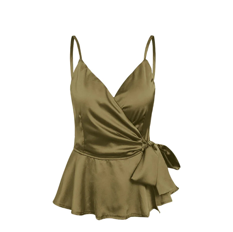 Satin Tie-Front Camisole Top